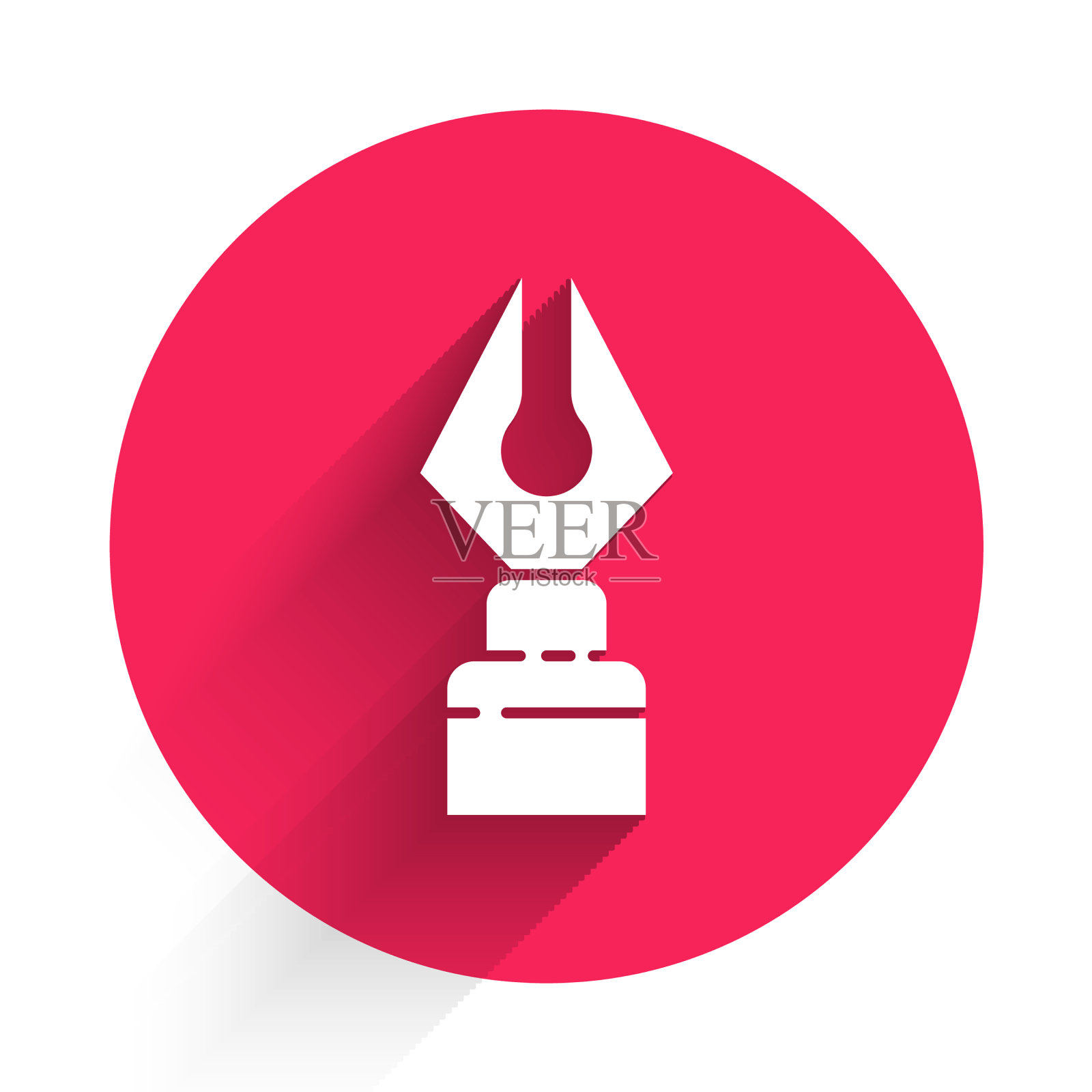 白色自来水笔笔尖图标与长孤立图标素材