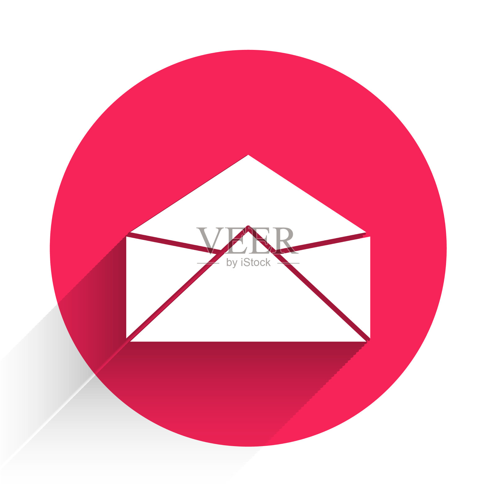 白色信封图标孤立与长阴影图标素材