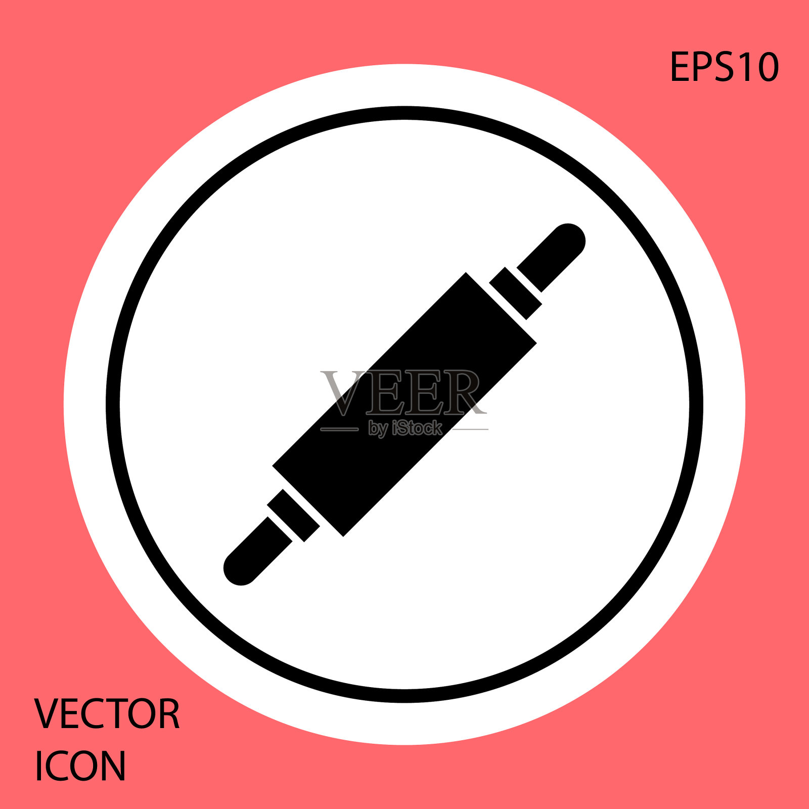 黑色滚动针图标孤立在红色背景图标素材