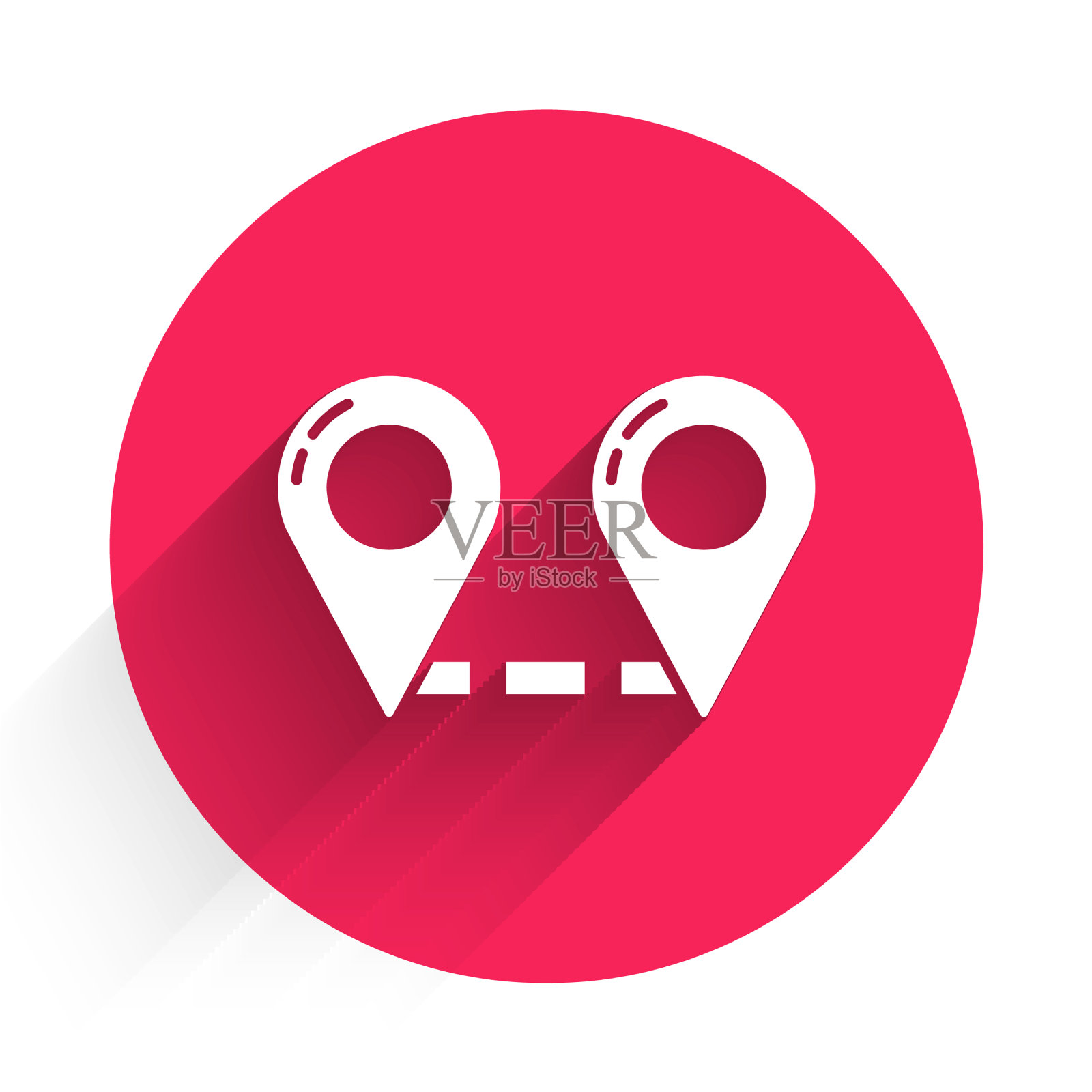 白色路线位置图标与长隔离插画图片素材