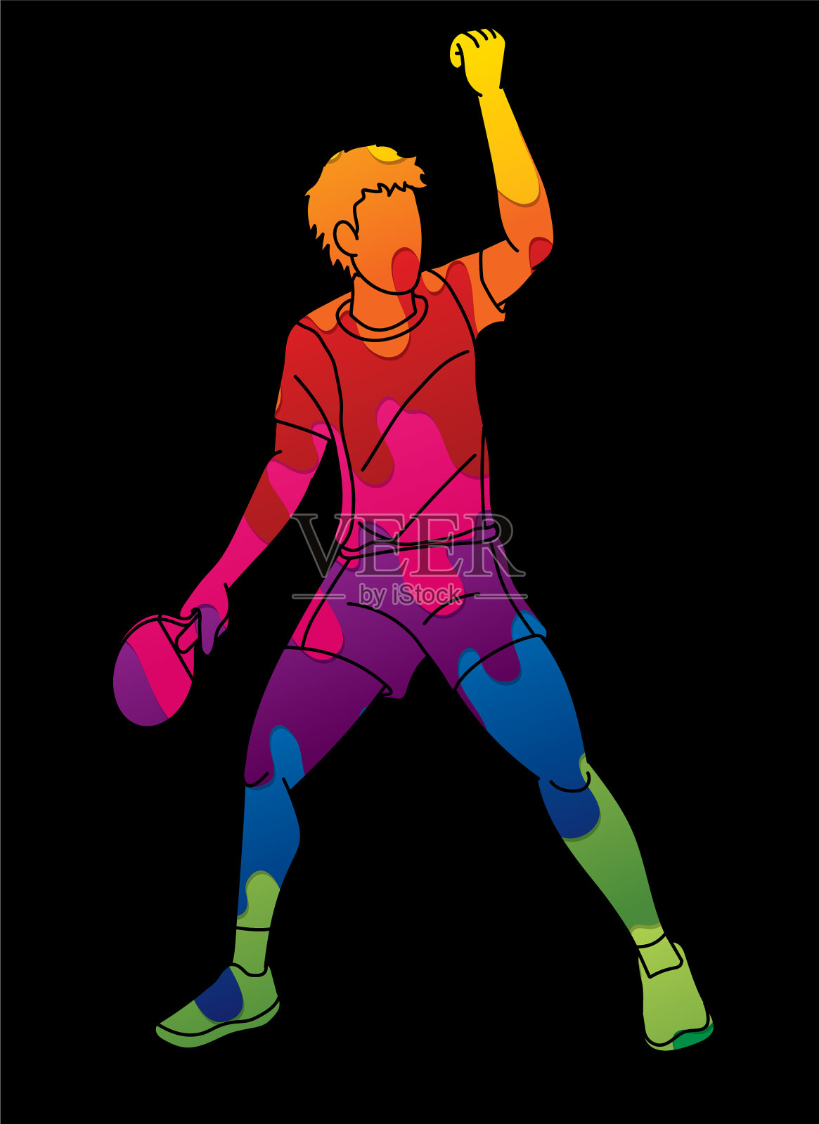 乒乓球运动员乒乓球动作卡通插画图片素材