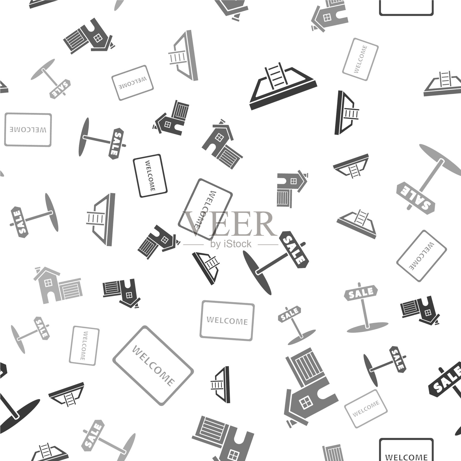 设置游泳池与梯子屋悬挂标志图标素材