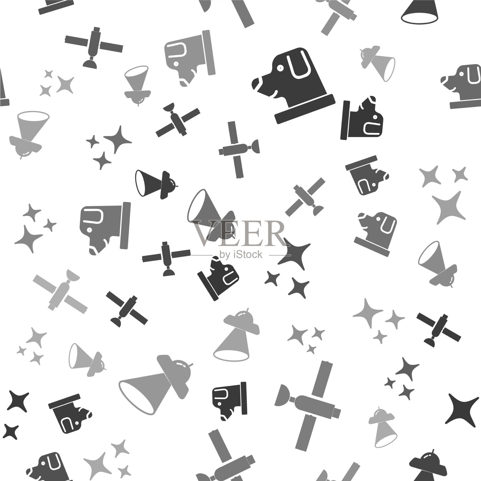 把狗放在宇航员头盔上，卫星坠落图标素材