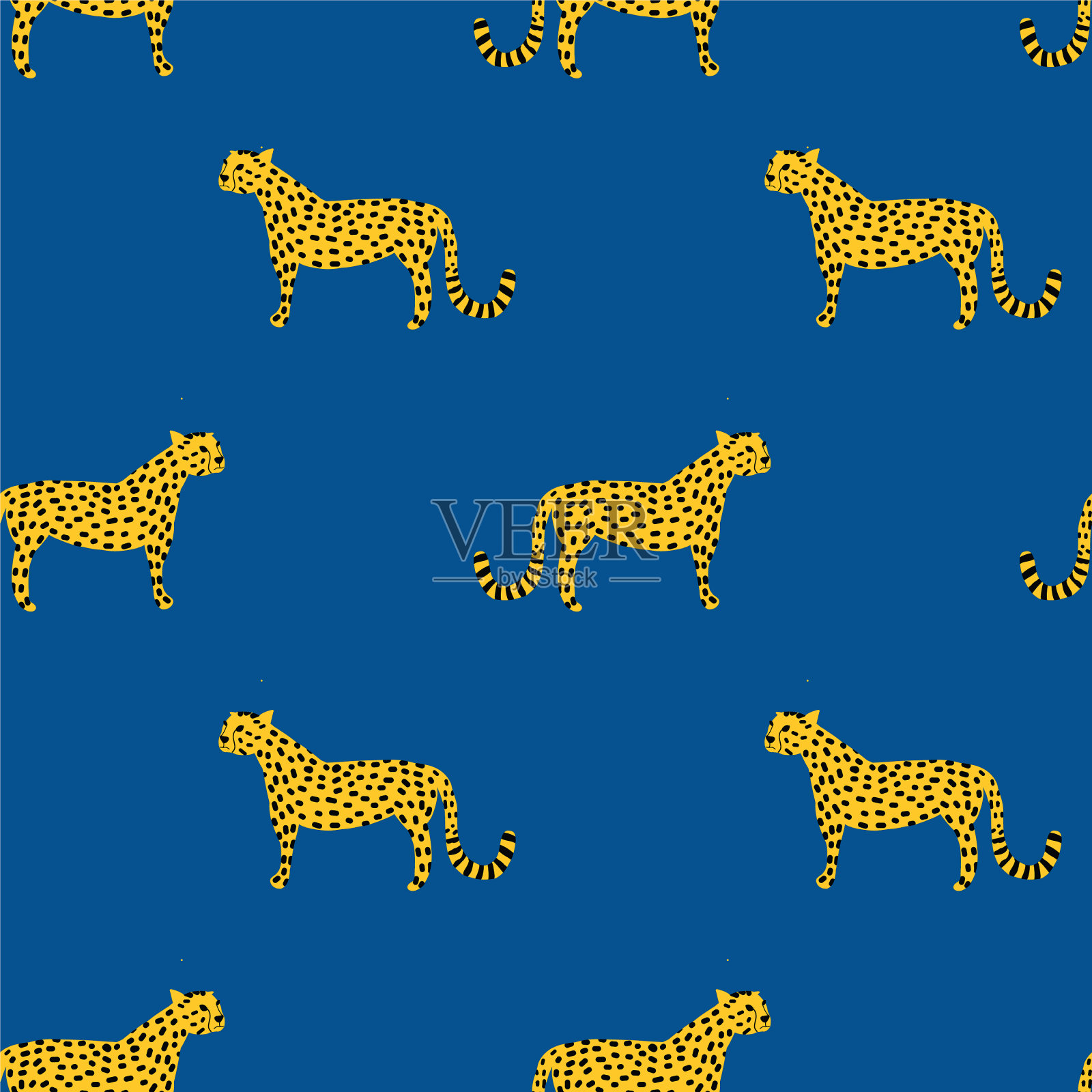 无缝图案与美洲豹和插画图片素材