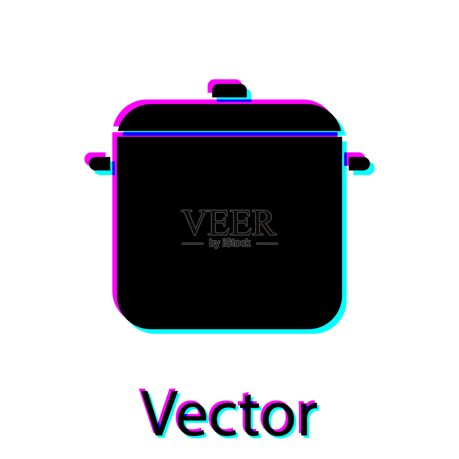 黑色烹饪锅图标孤立在白色插画图片素材