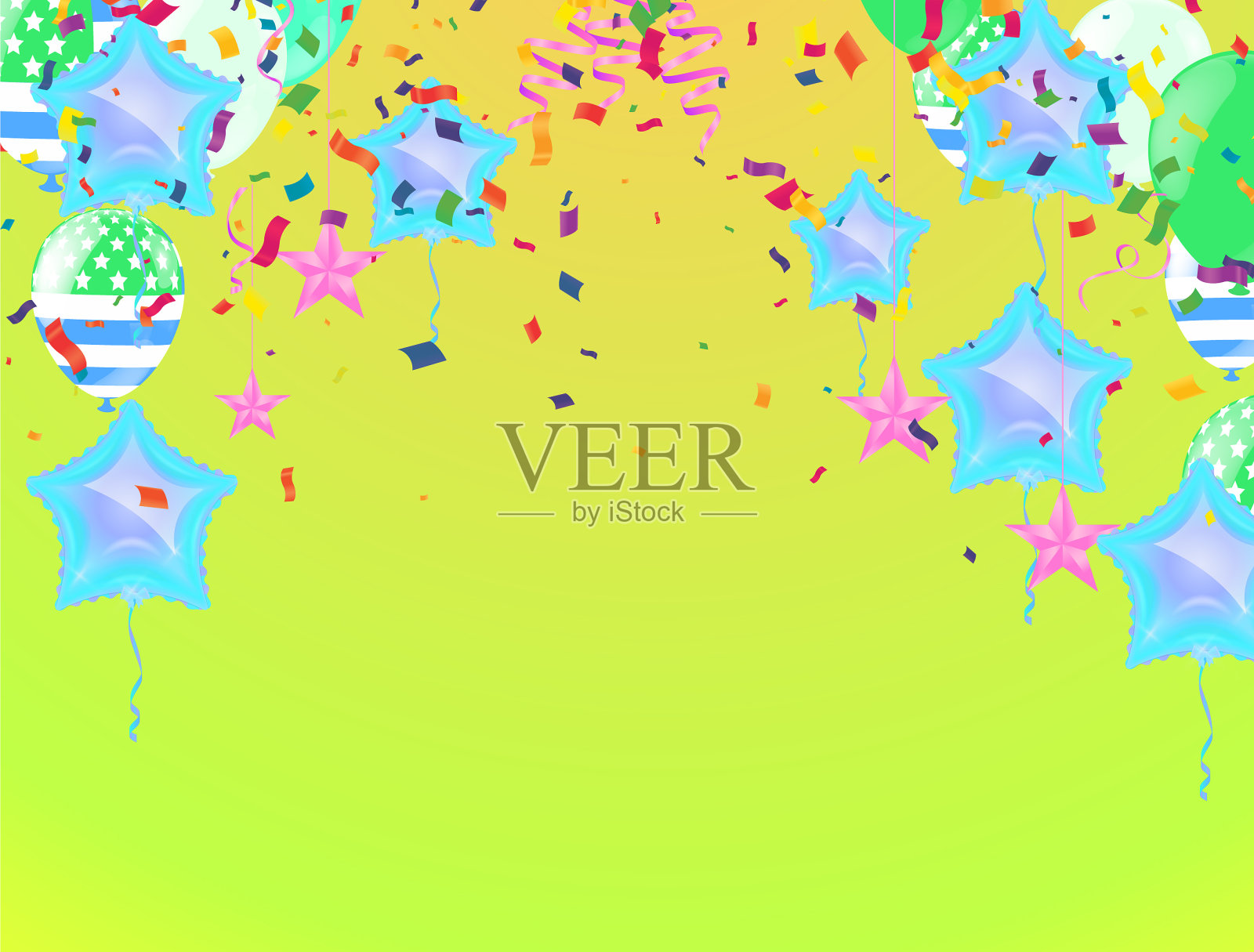 逼真光滑的生日海报与飞行插画图片素材