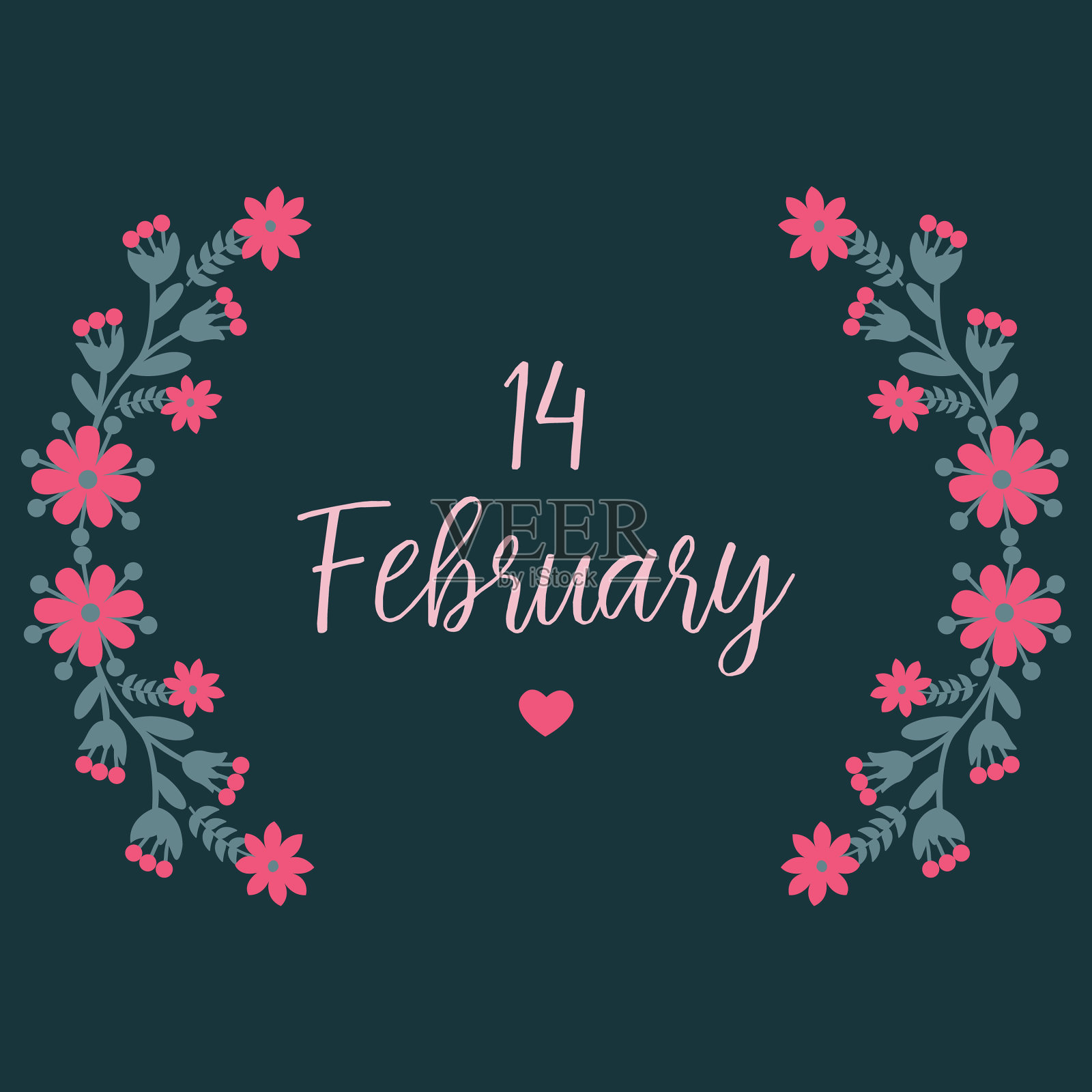 独特的2月14日贺卡概念插画图片素材