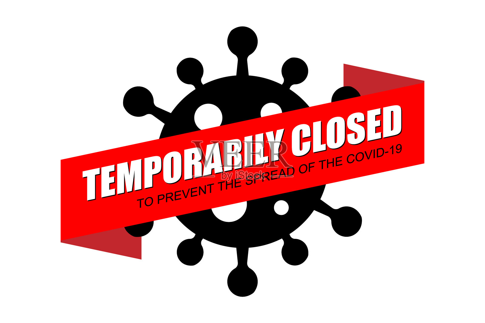 暂时关闭在红色横幅背景插画图片素材