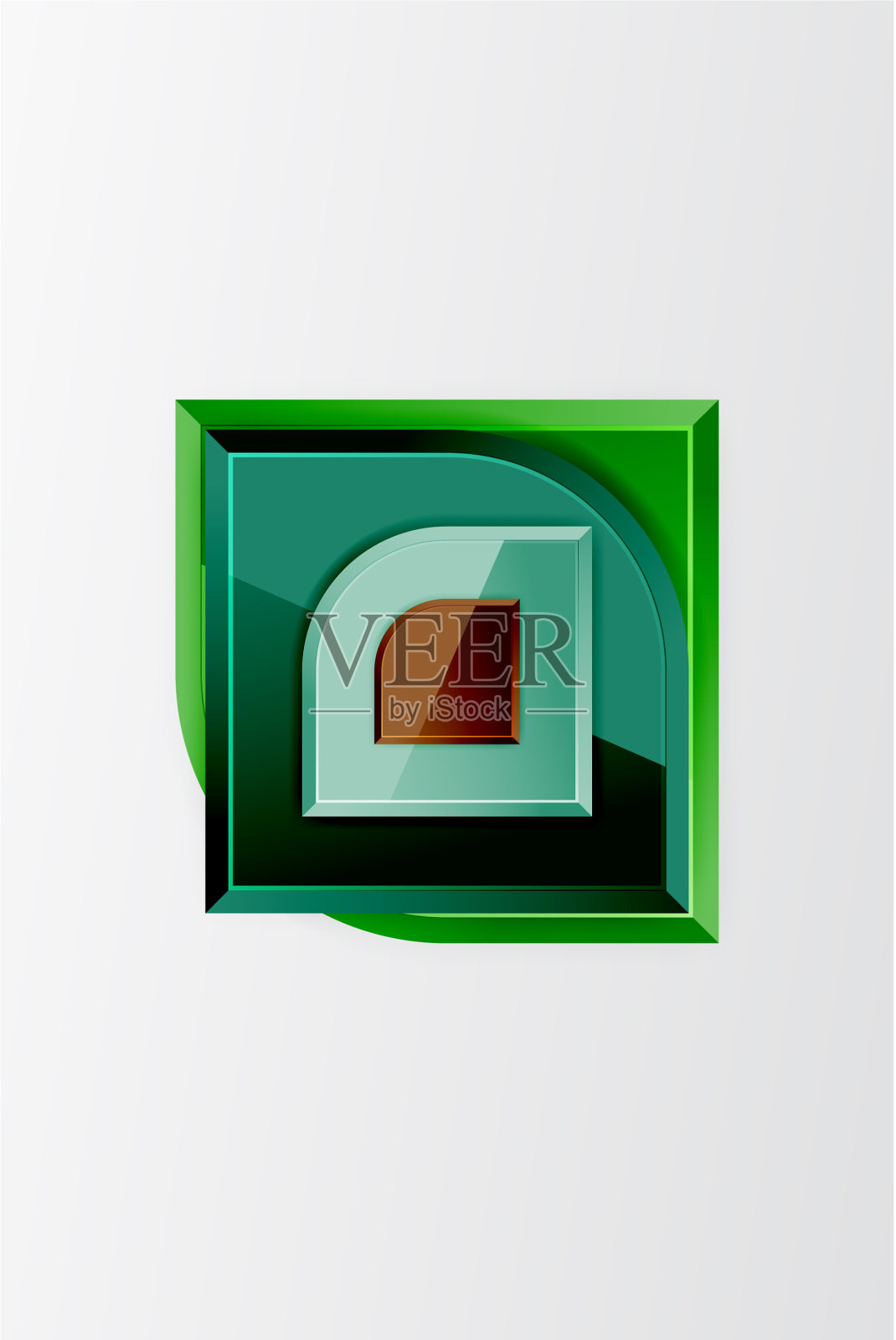 光滑的玻璃方块与圆形元素几何插画图片素材