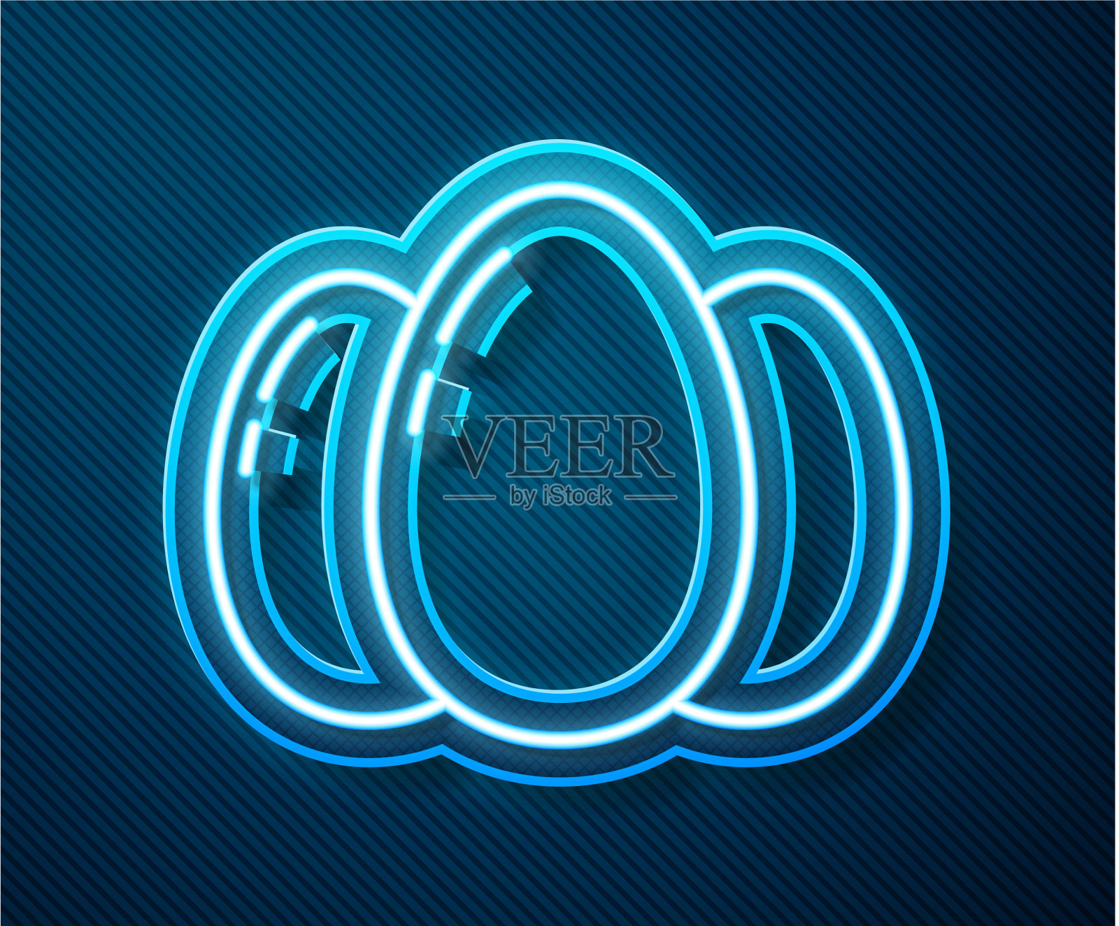 发光的霓虹灯线复活节彩蛋图标孤立上插画图片素材