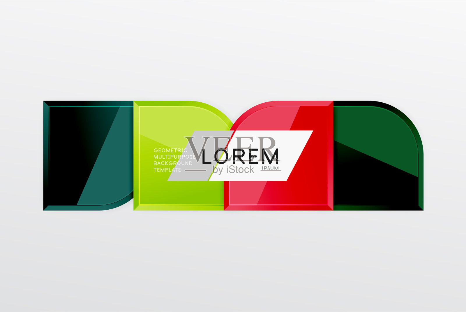 光滑的玻璃方块与圆形元素几何插画图片素材