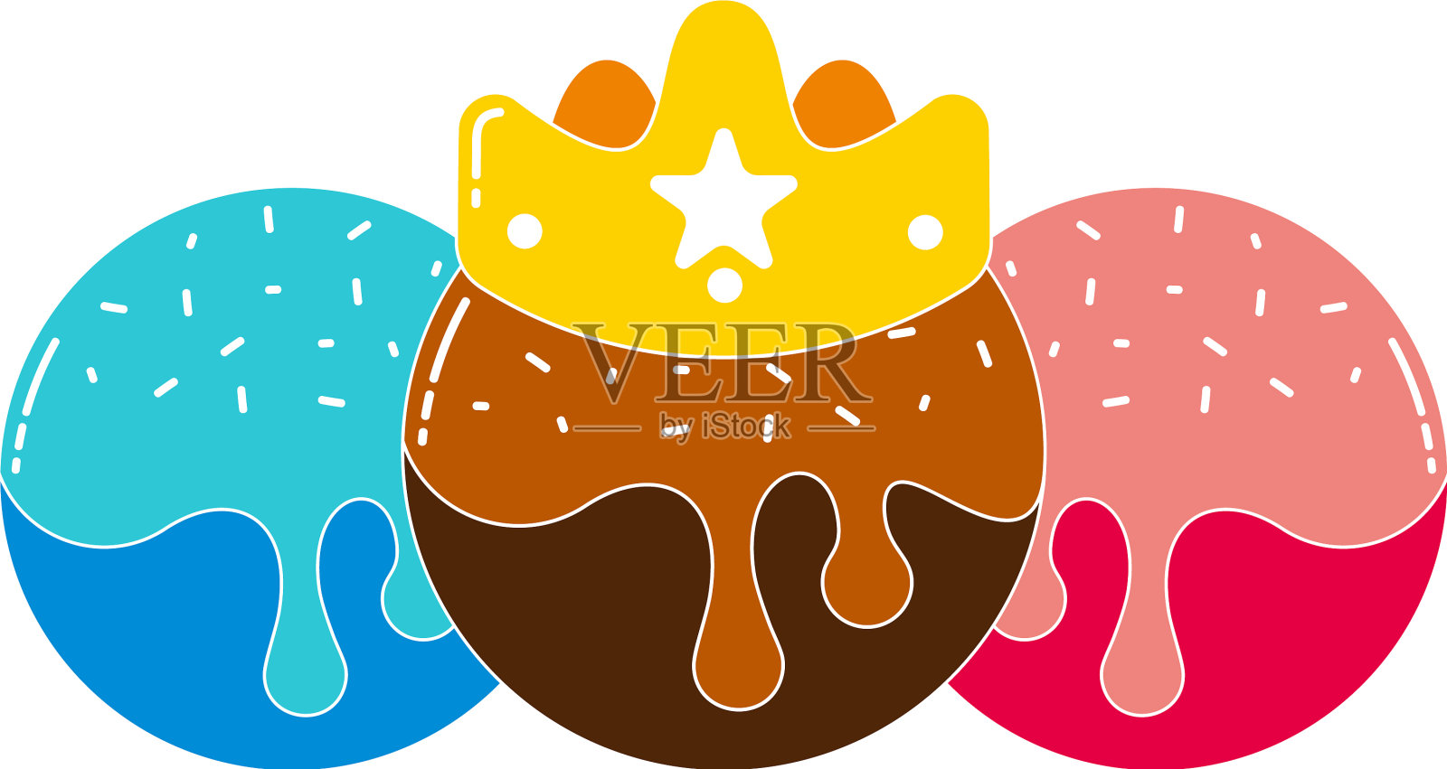 国王冰淇淋皇冠缤纷快乐的概念设计元素图片