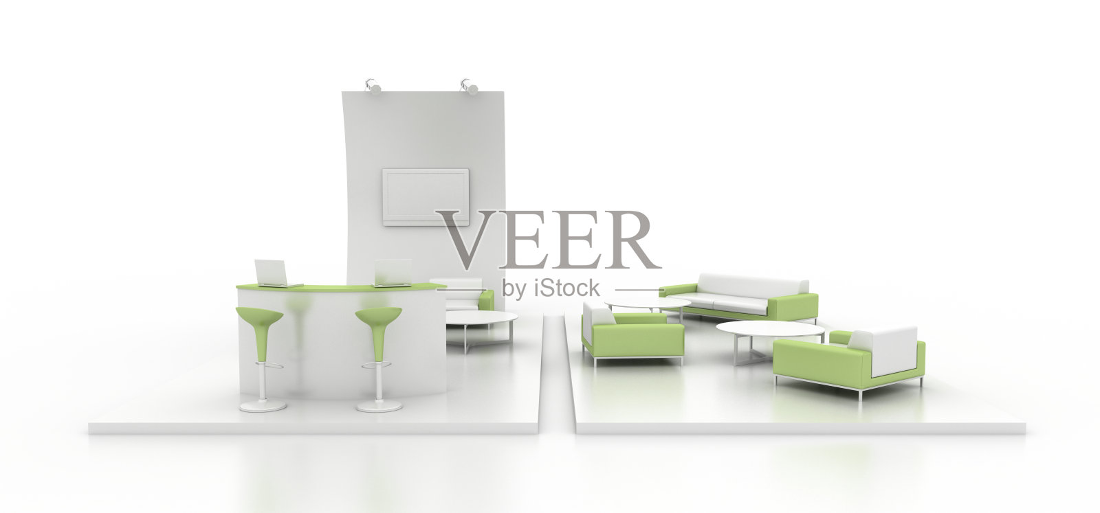 空白展位，空间插画拷贝，原创设计3d效实图插画图片素材