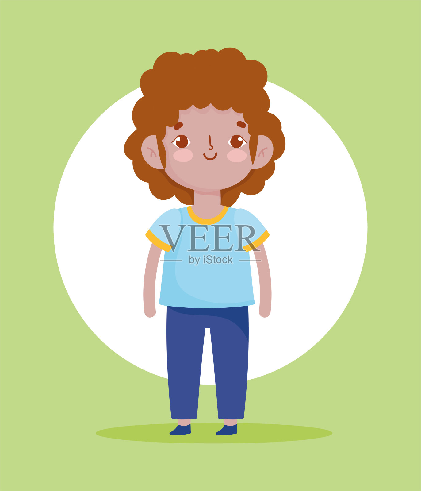 可爱的小男孩卷发学生校服卡通人物设计元素图片