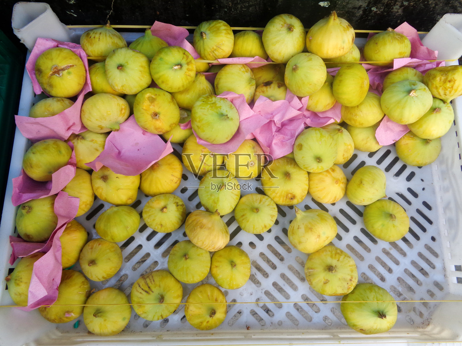 一堆新鲜的绿色无花果照片摄影图片