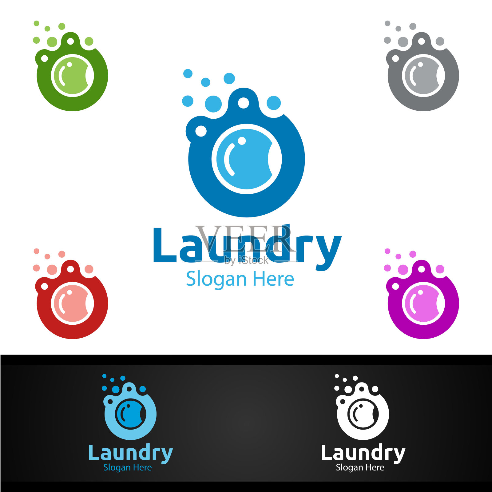 洗衣干洗店的象征与衣服，水和洗涤的概念插画图片素材