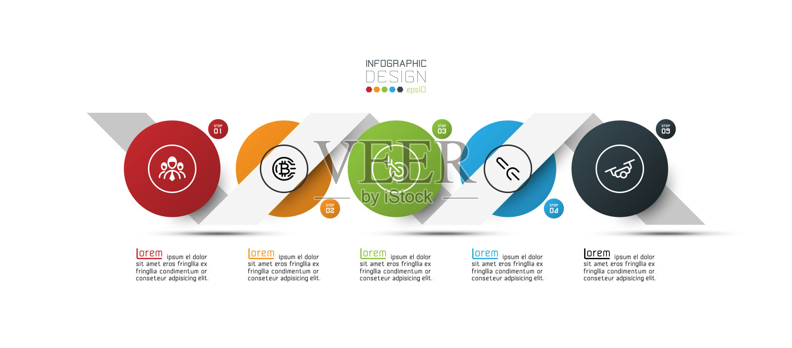 矢量圆和新线设计解释创意和呈现各种领域。信息图表插图。插画图片素材