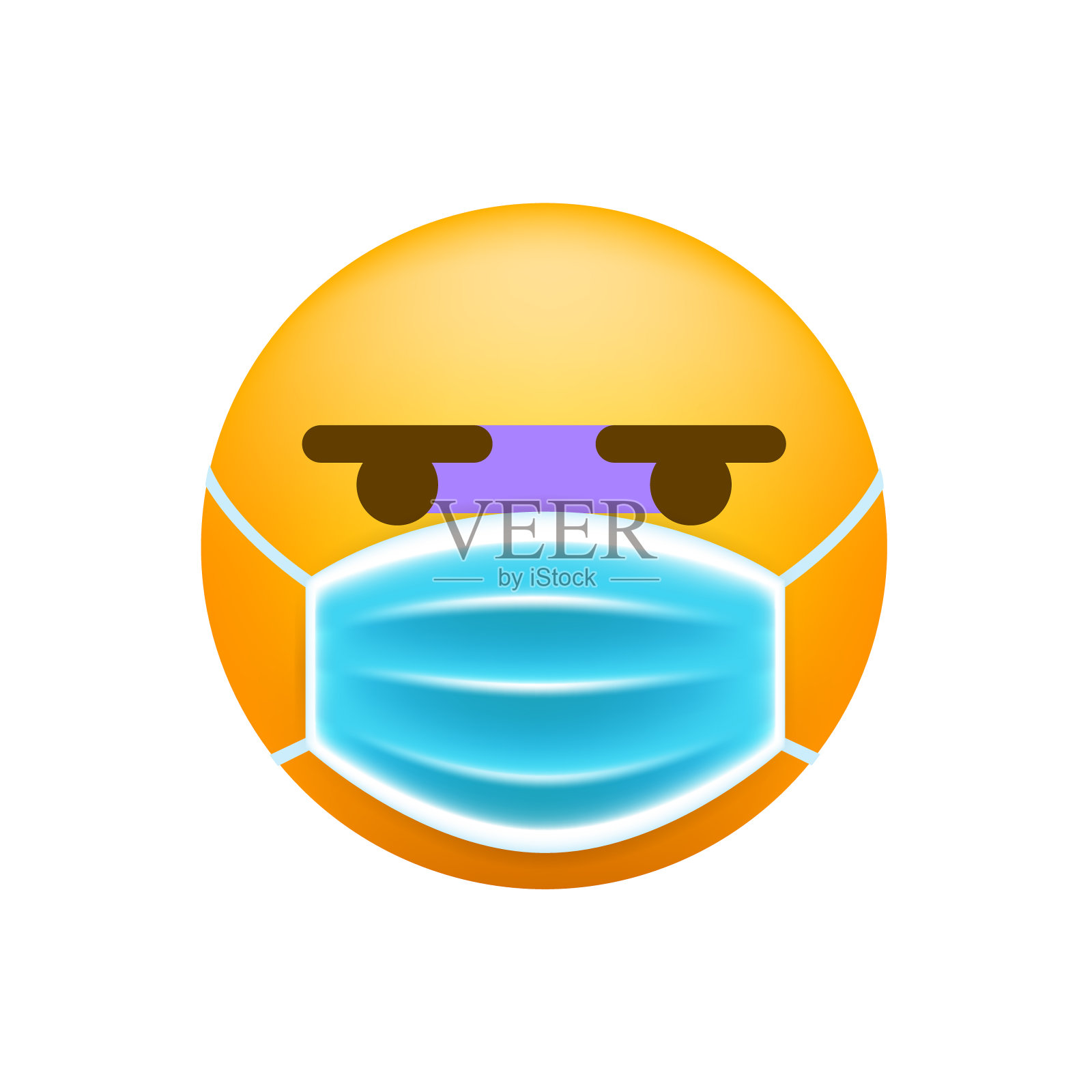 逼真的可爱表情与面具在白色的背景插画图片素材