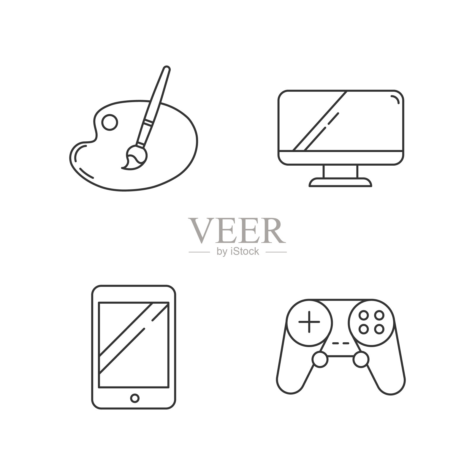 再现线性图标集图标素材