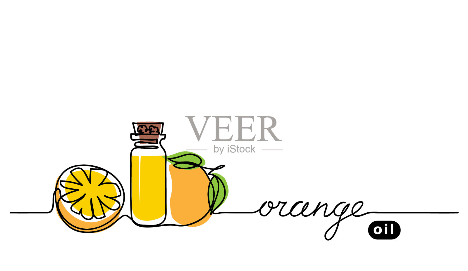 桔桔油在瓶子简单的横幅插画图片素材