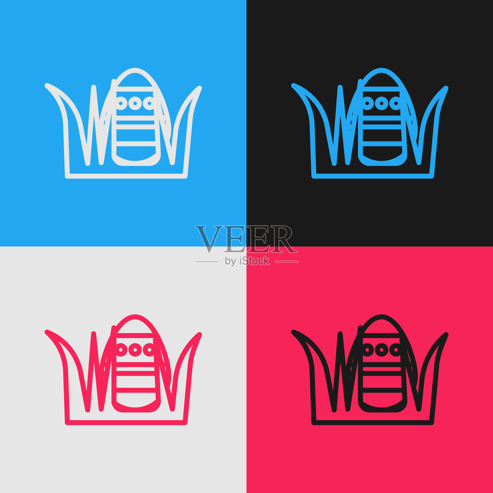 波普艺术线复活节彩蛋图标孤立的颜色图标素材