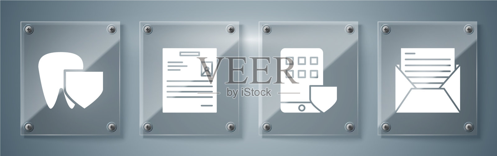 设置邮件和电子邮件智能手机保险图标素材