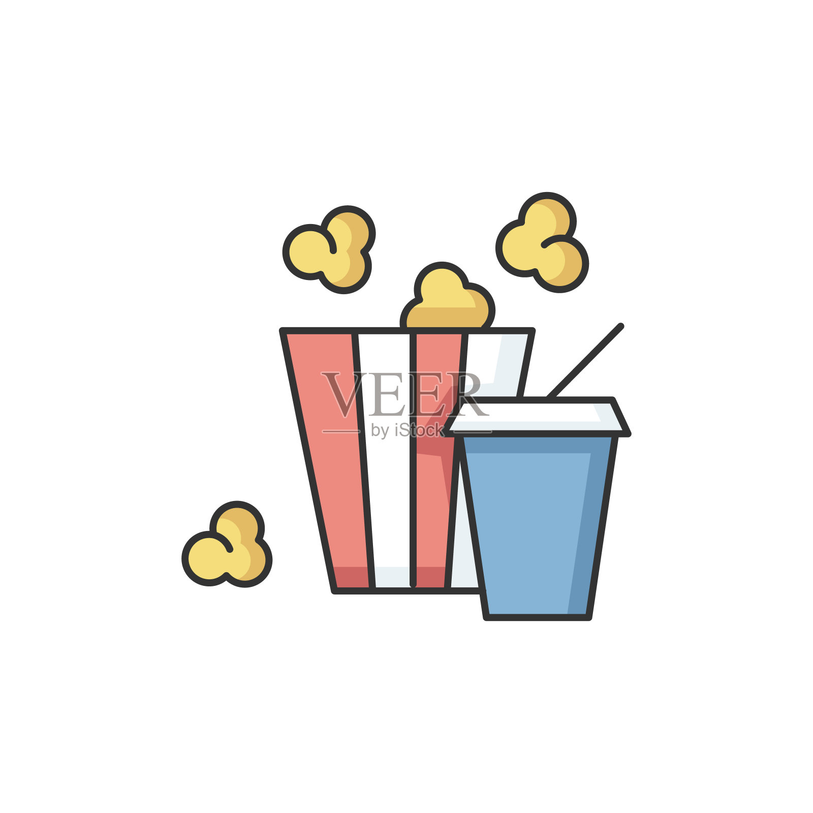 电影院食物RGB颜色图标插画图片素材