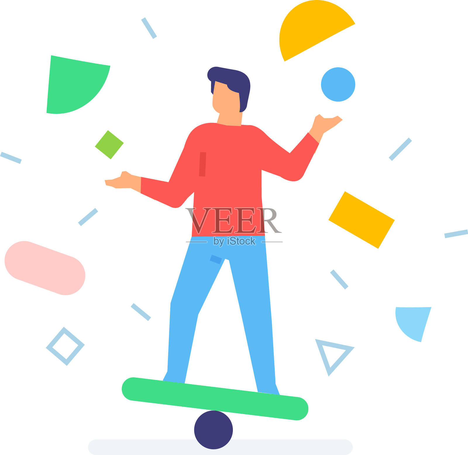 这家伙在保持平衡，保持平衡插画图片素材