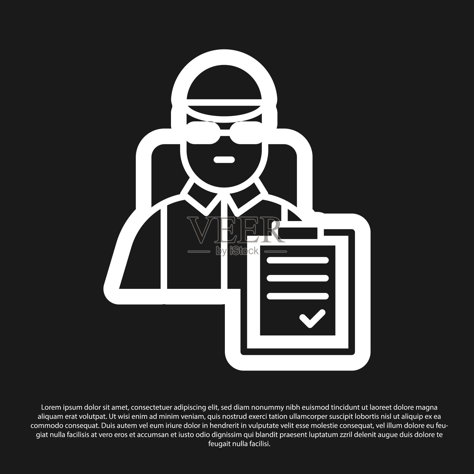 黑色快递员与纸板箱图标插画图片素材