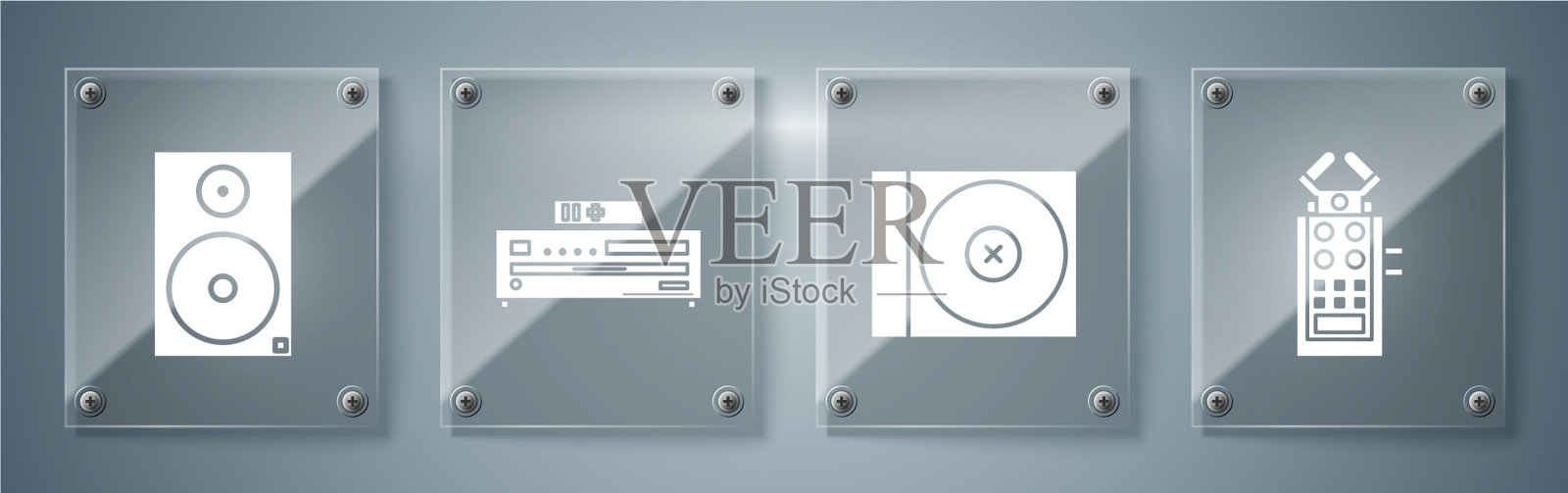 设置麦克风CD或DVD光盘音乐CD播放器图标素材