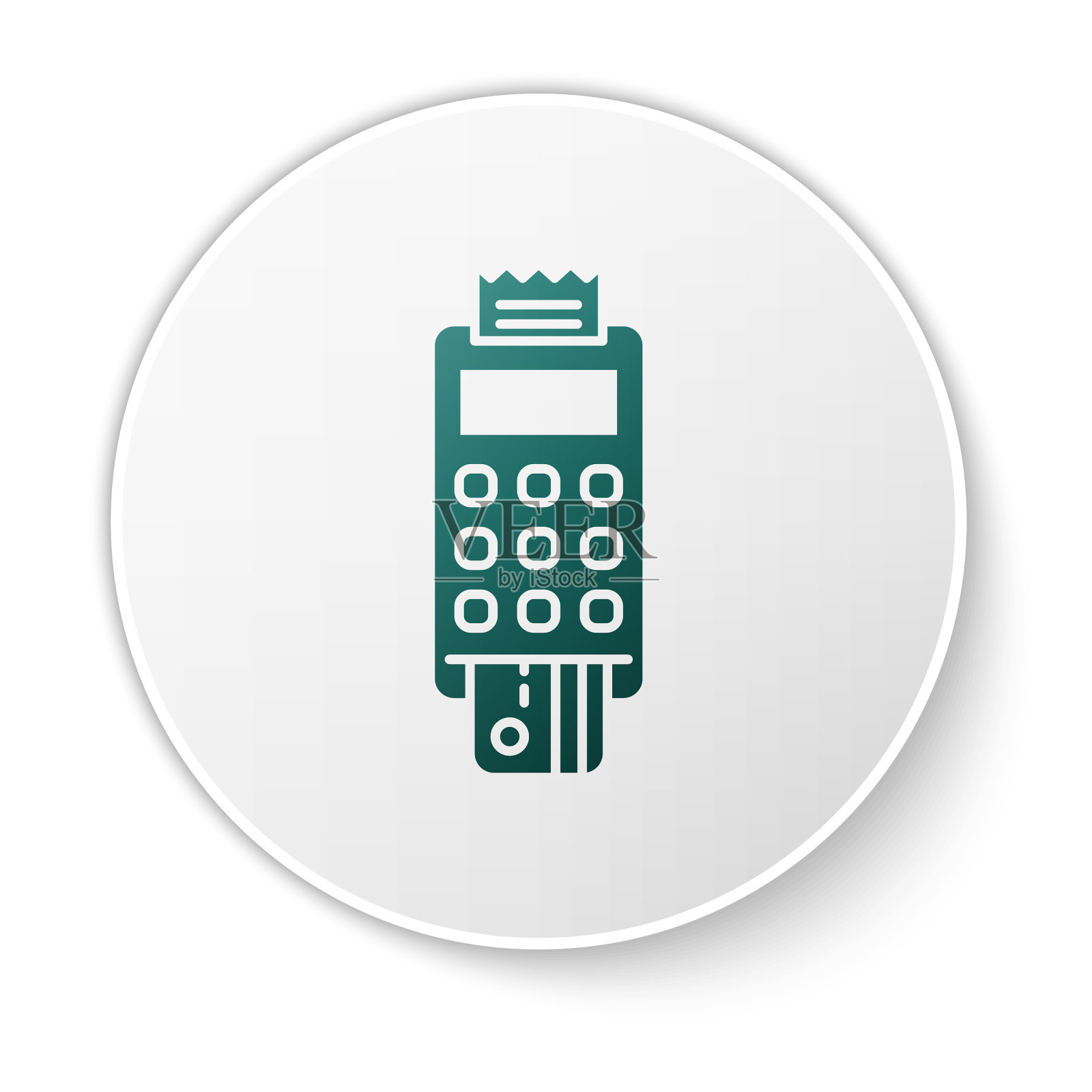 绿色pos终端插入信用卡和图标素材