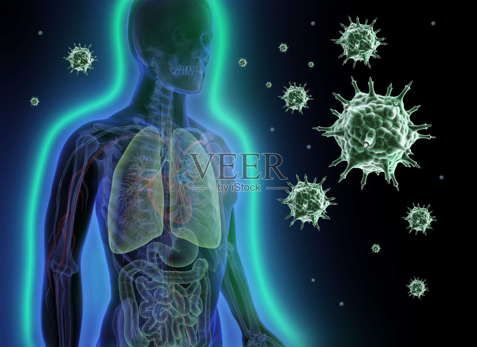 冠状病毒免疫- 3D插图照片摄影图片