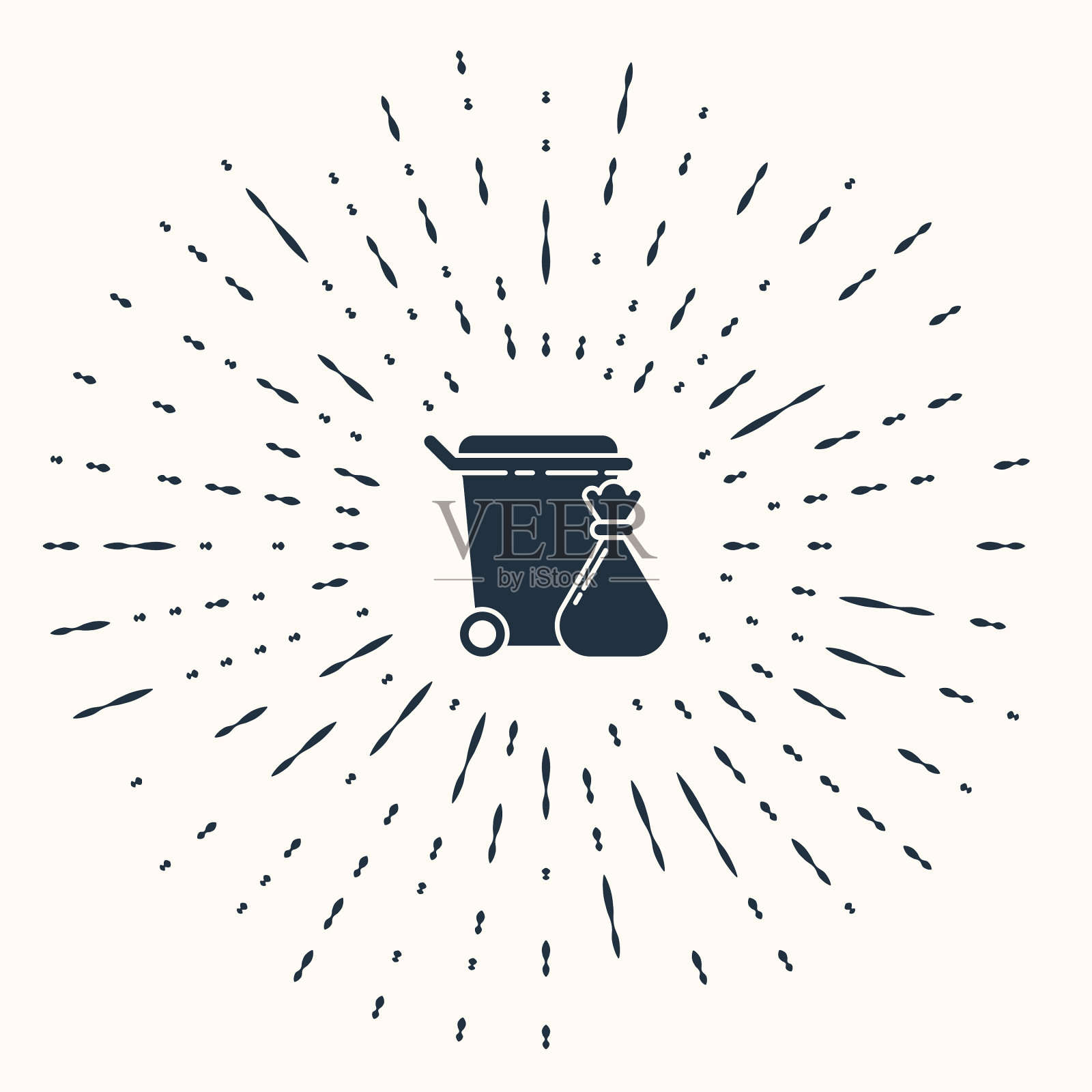 灰色垃圾桶和垃圾袋的图标隔离上插画图片素材