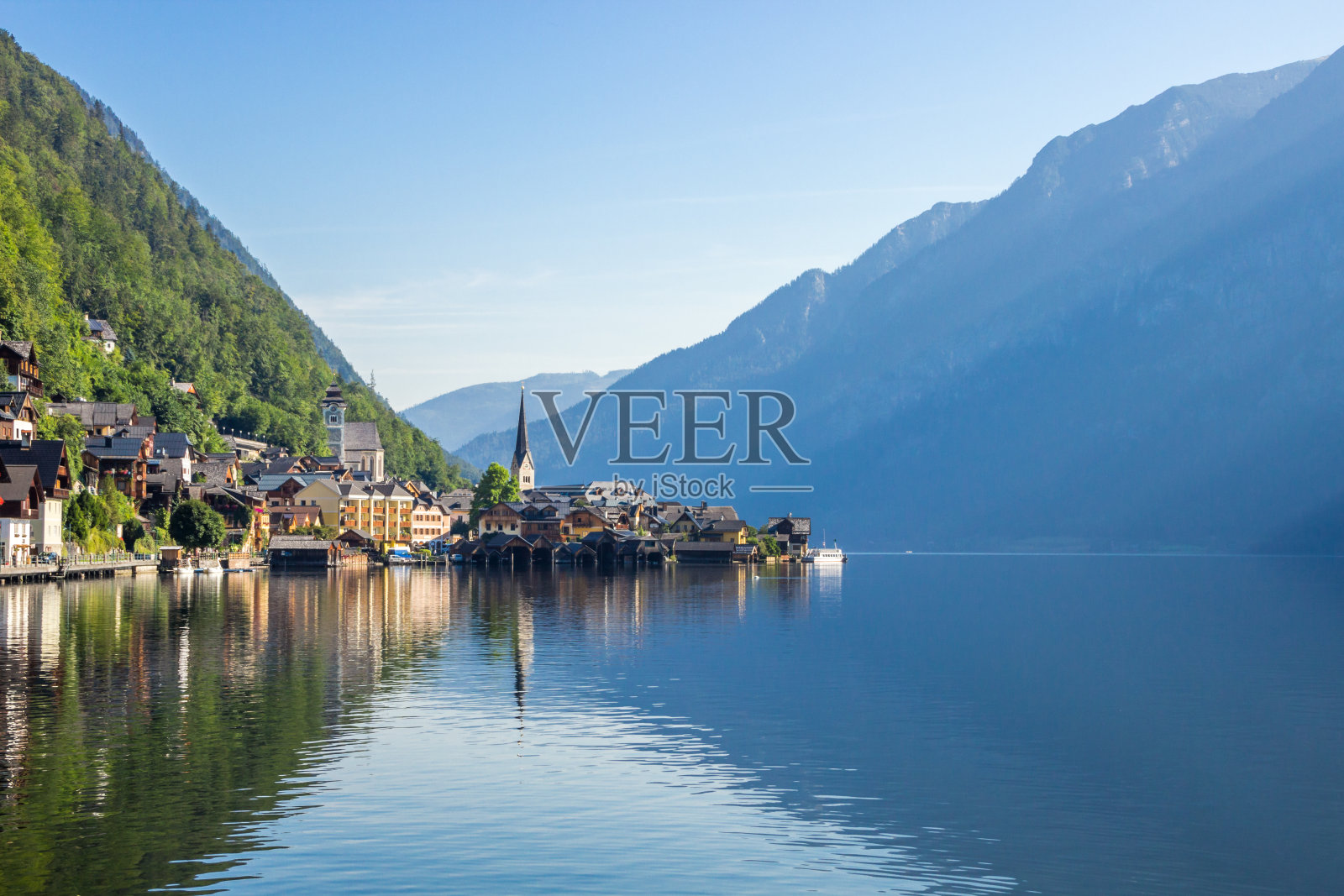 奥地利的哈尔斯塔特村照片摄影图片