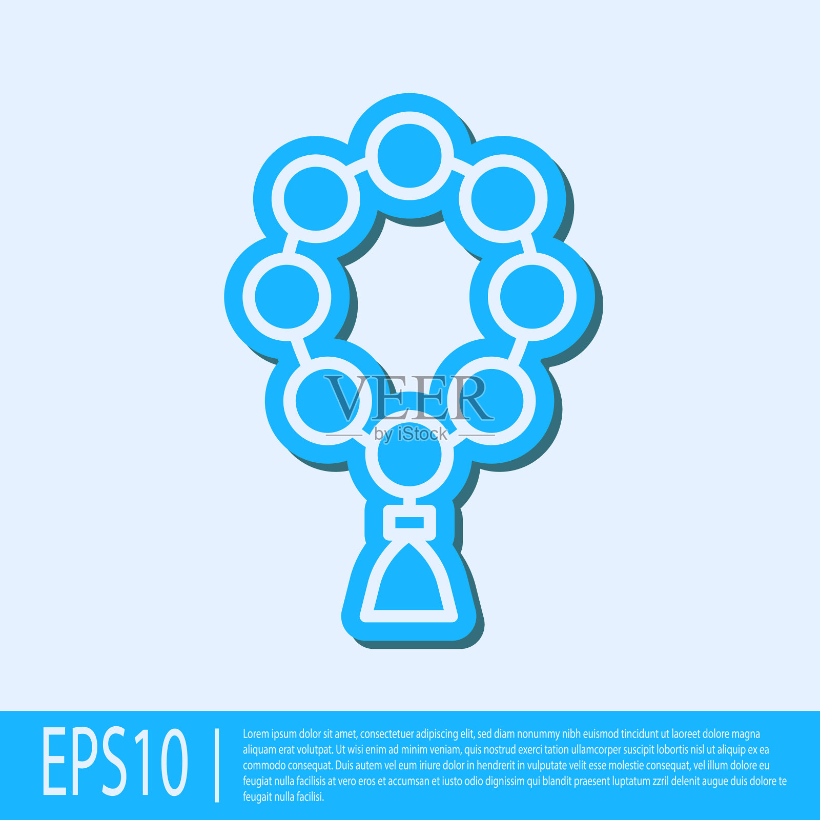 蓝线念珠宗教偶像孤立上图标素材