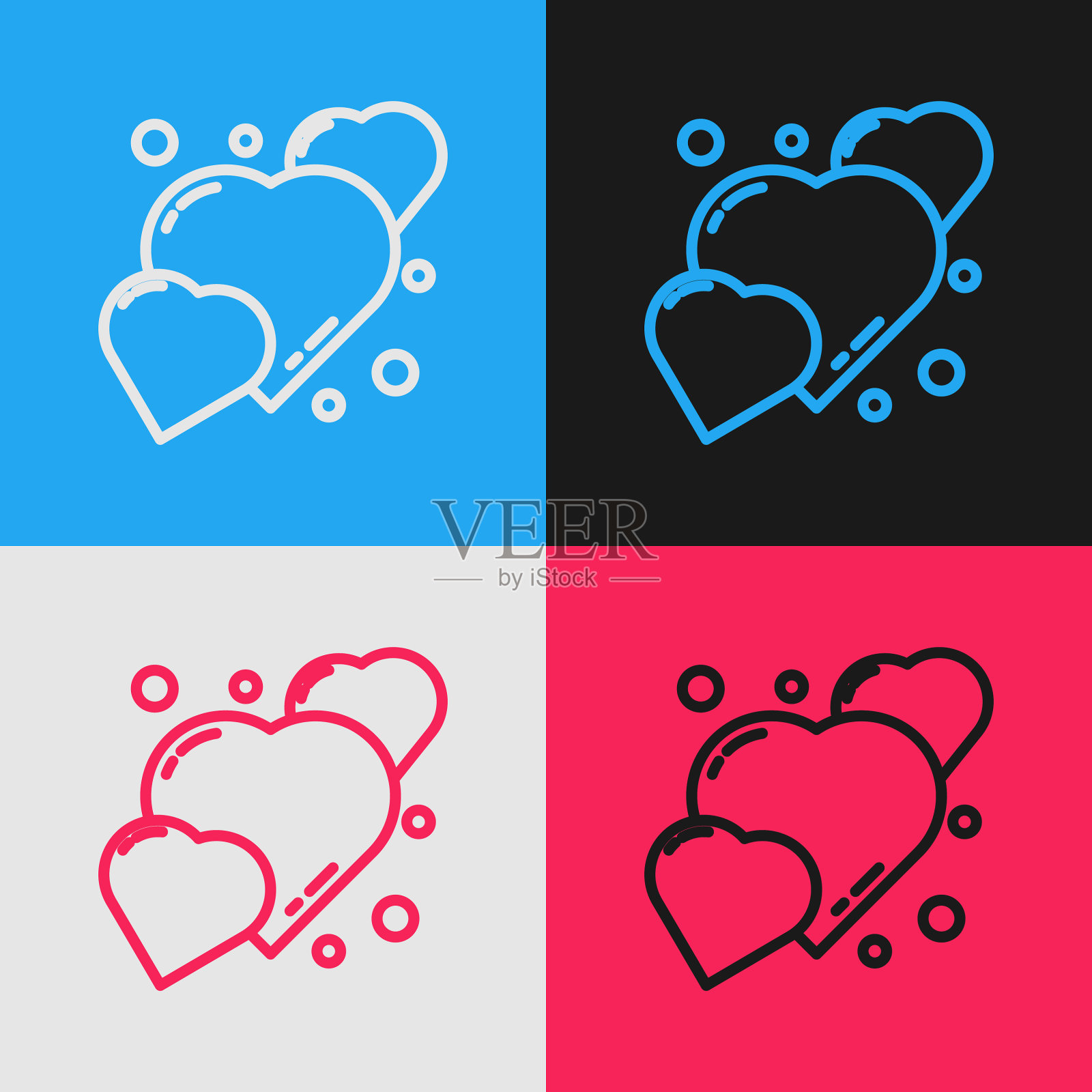 波普艺术线心图标孤立在颜色上插画图片素材