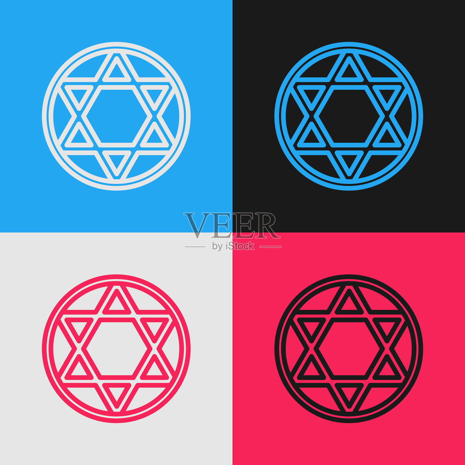 波普艺术线明星大卫图标孤立的颜色插画图片素材