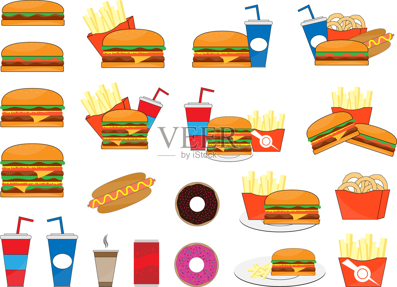 快餐集合插画图片素材