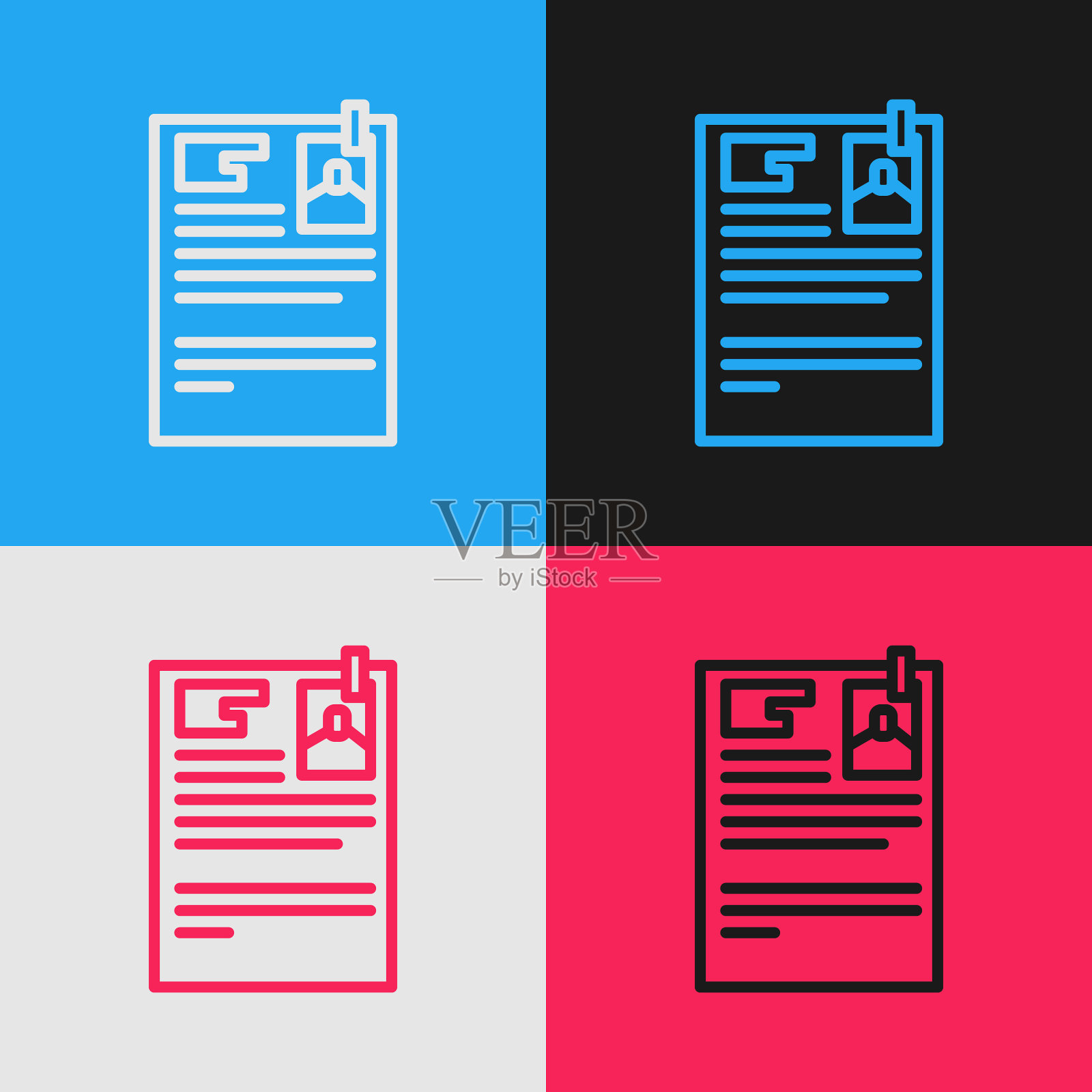 波普艺术线诉讼纸图标孤立的颜色插画图片素材