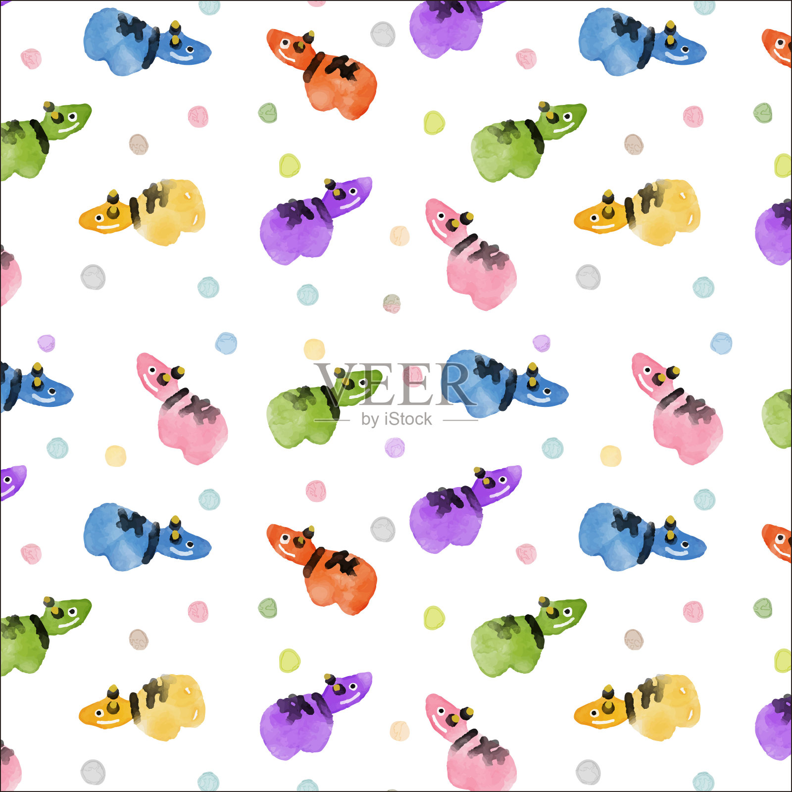 彩色的牛娃娃水彩图案插画图片素材