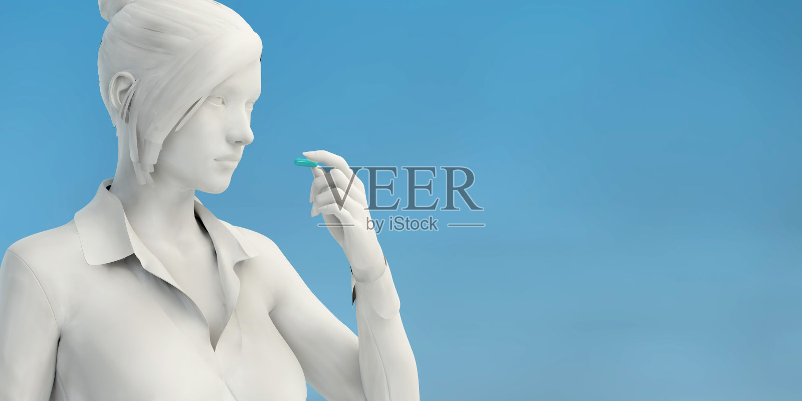 女人服药照片摄影图片