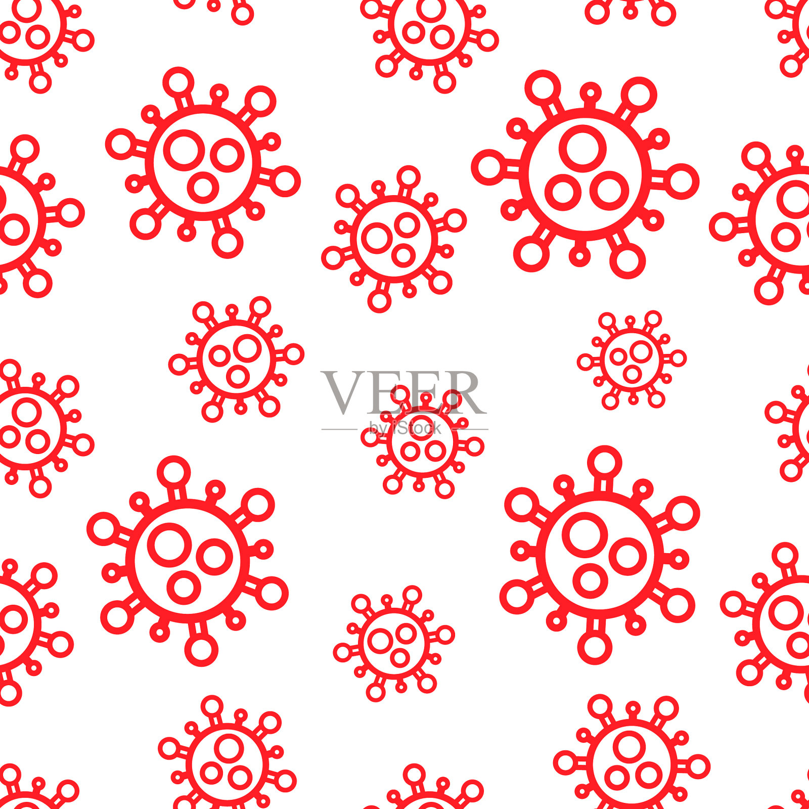 无缝模式红色标志细菌冠状病毒插画图片素材