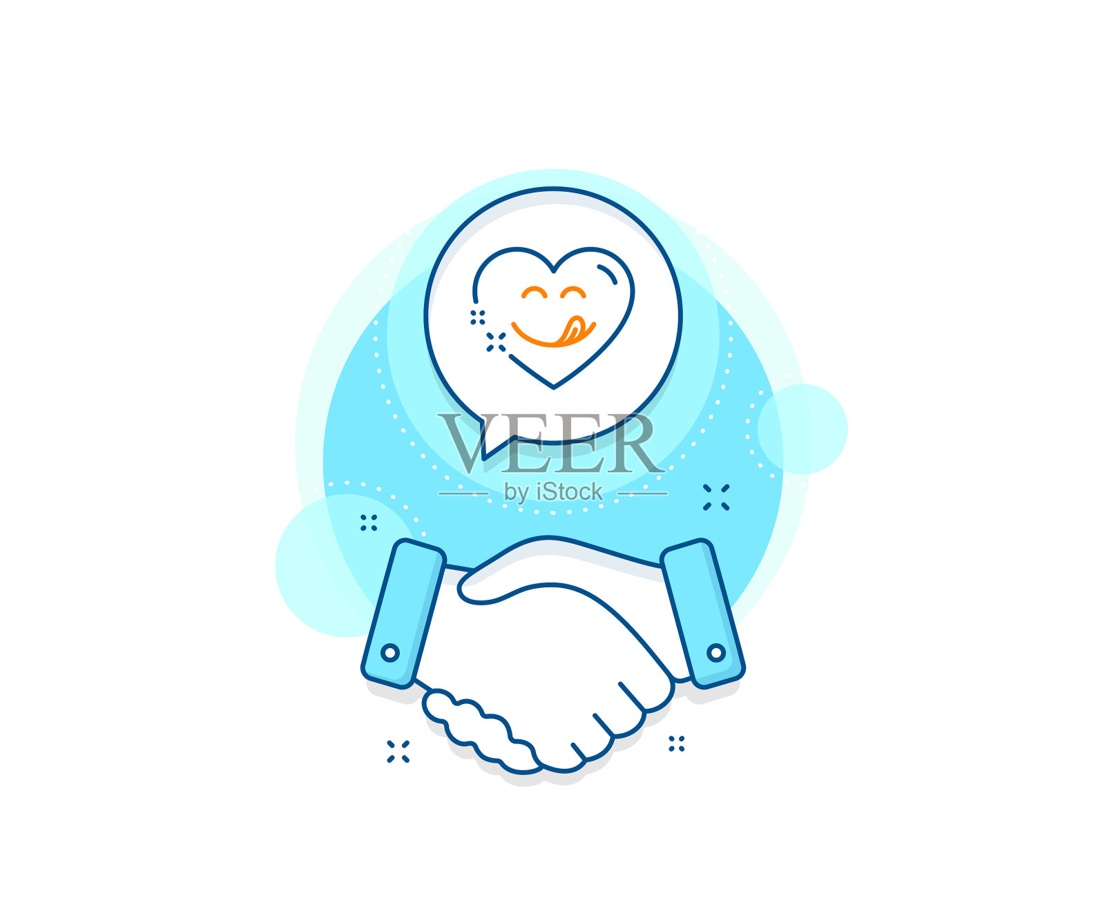 美味的微笑线图标表情符号与舌头的手势设计元素图片