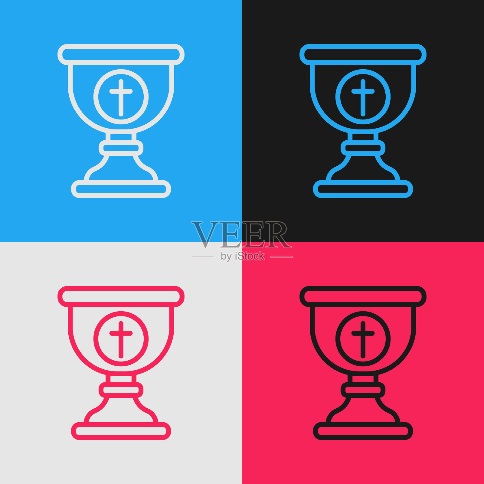 波普艺术线基督教圣杯图标孤立插画图片素材