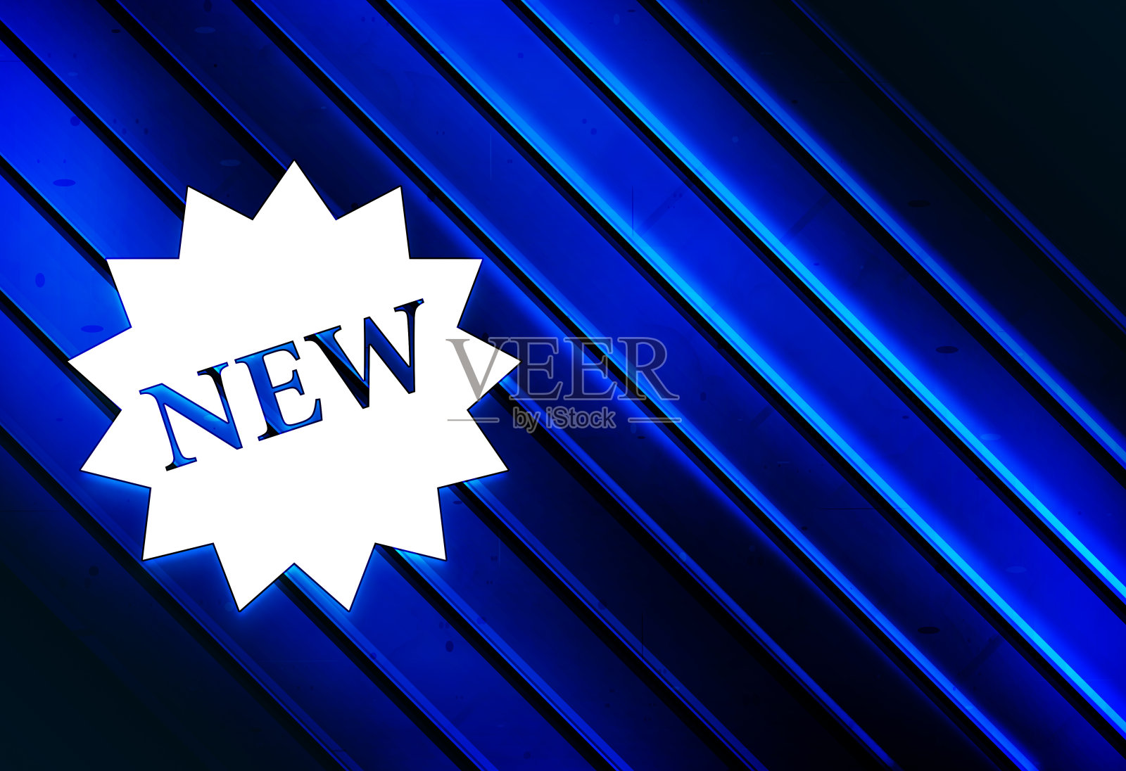 新的星形徽章图标艺术线条抽象蓝色背景插图插画图片素材