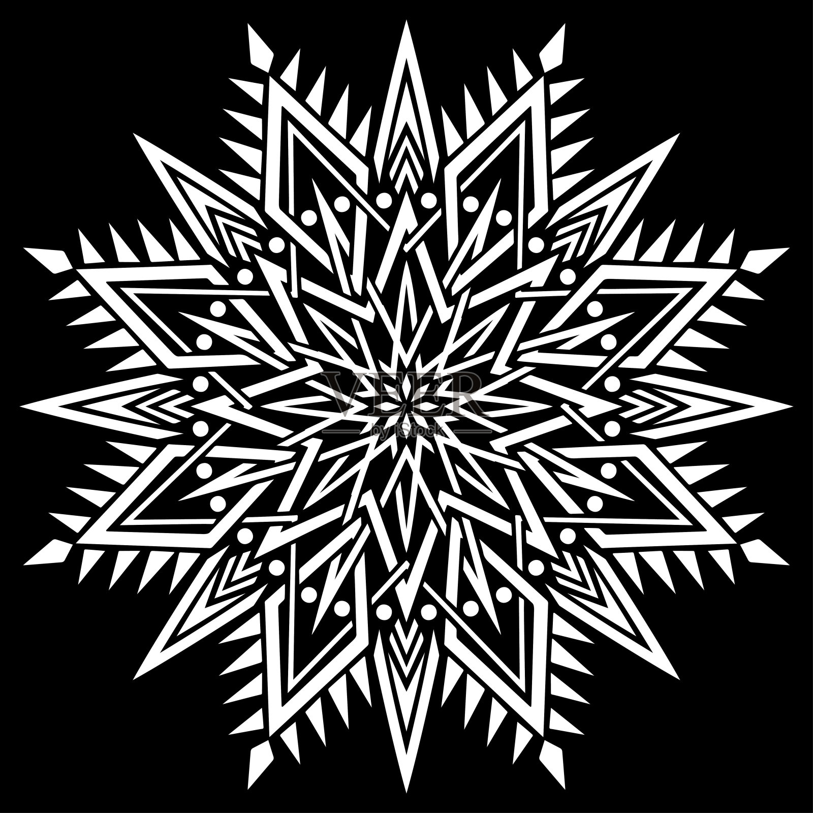 白色曼荼罗在黑色图案模板涂鸦素描插画图片素材