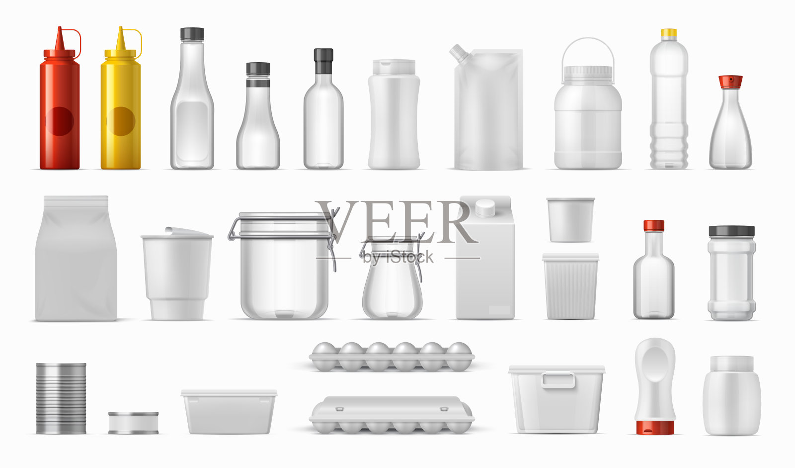 1912.m30.i030.n001.P.c25.1431862451空塑料瓶。现实透明容器的水或液体，孤立的3D模型水广告。向量组插画图片素材