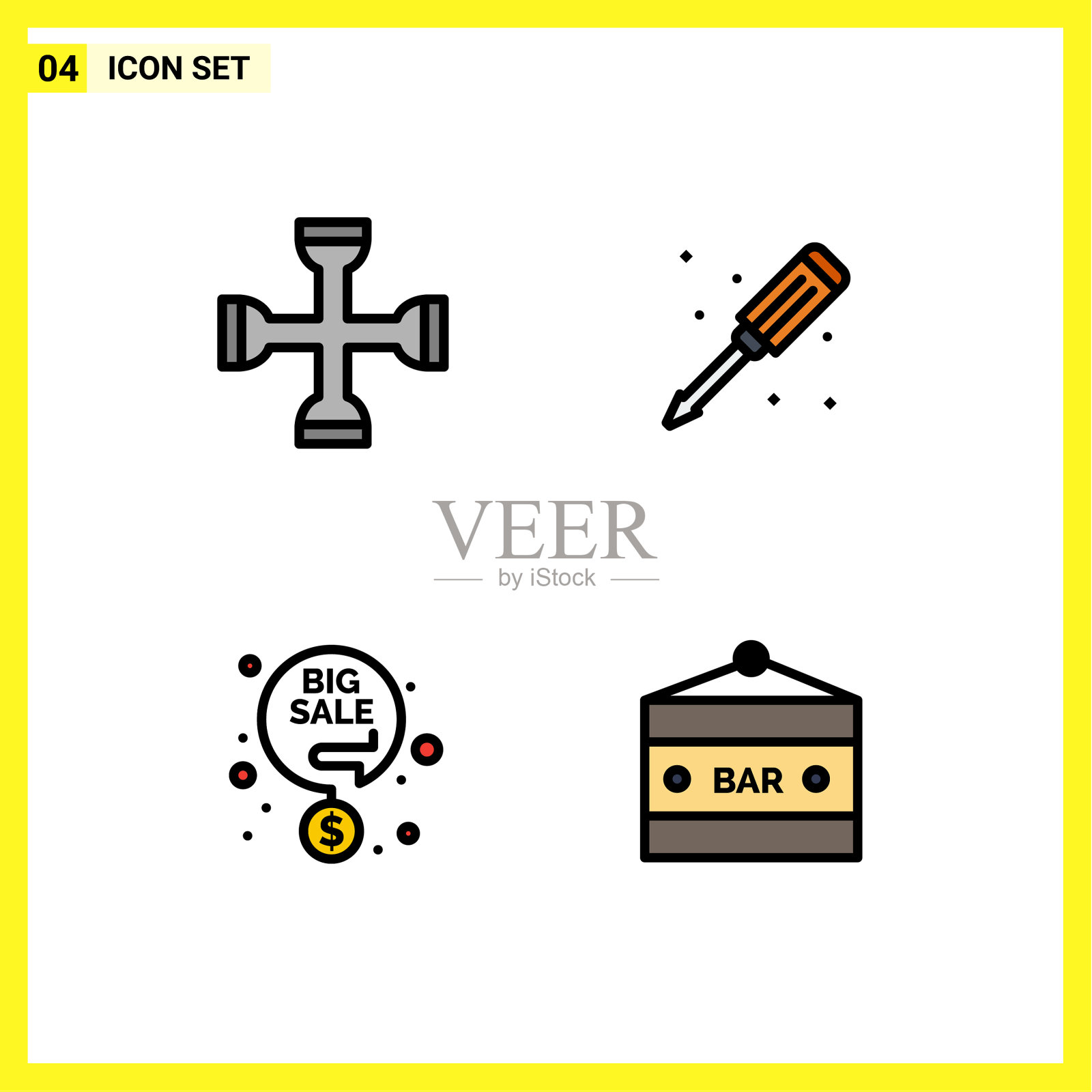 股票图标包4行符号和符号图标素材