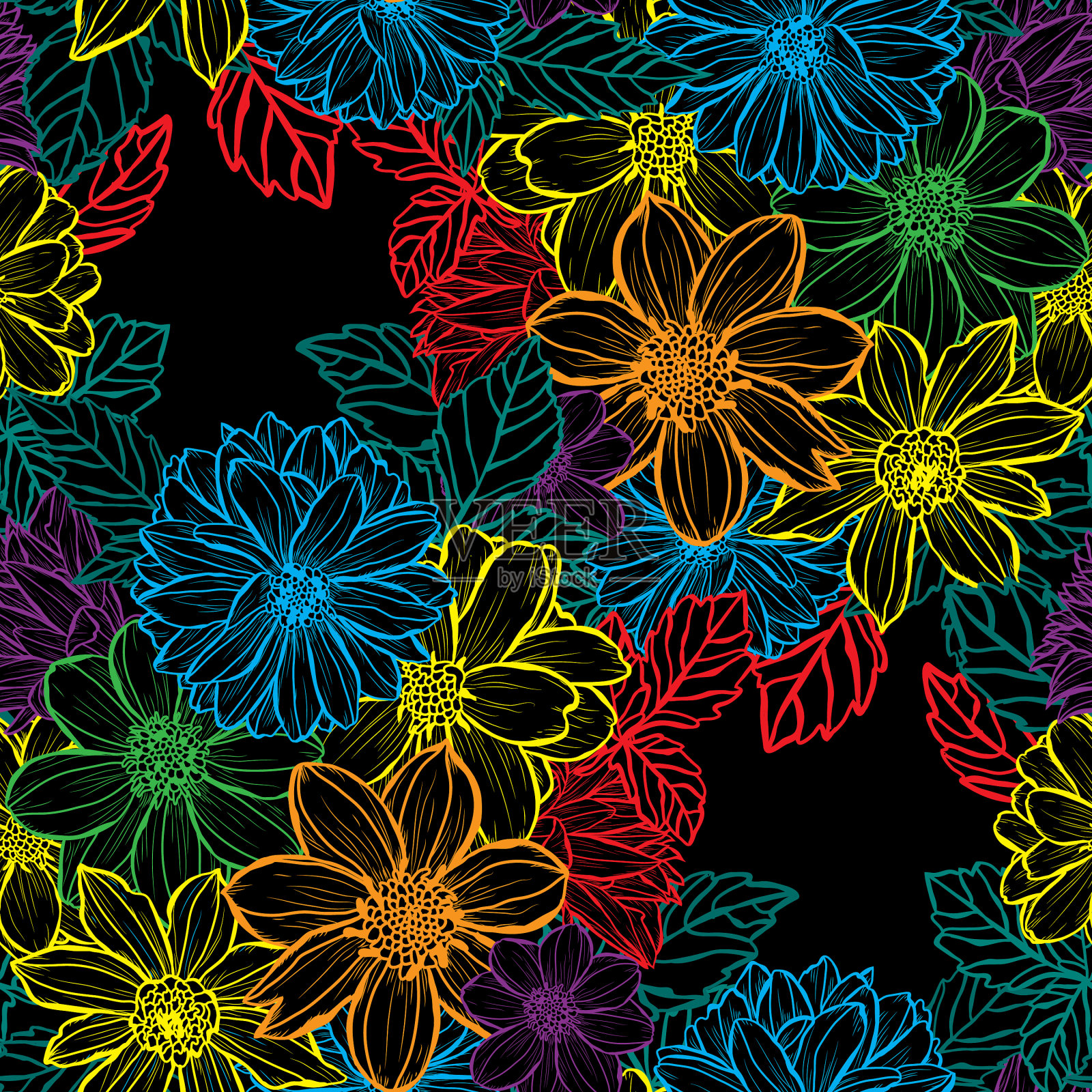 花卉无缝模式插画图片素材