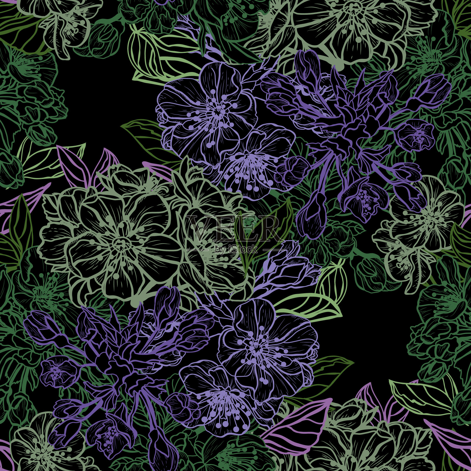 花卉无缝模式插画图片素材